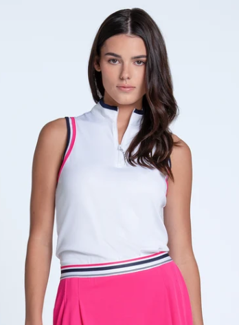 Lucky in Love PREPPY GOLF PLEASE Double Classic Mock Neck Sleeveless Tank