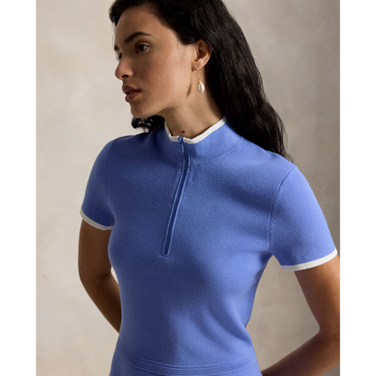 Ralph Lauren RLX SHORT-SLEEVE VICOSE BLEND SWEATER DRESS W/ FLIRTY SKIRT HEM