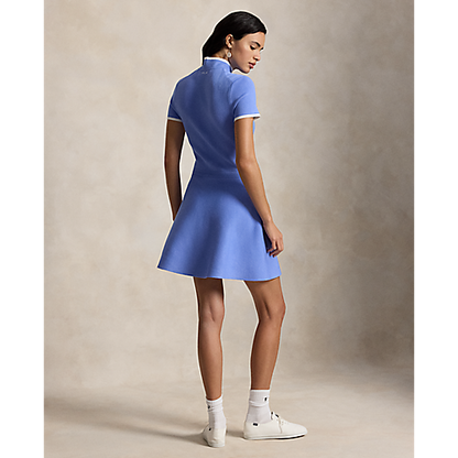 Ralph Lauren RLX SHORT-SLEEVE VICOSE BLEND SWEATER DRESS W/ FLIRTY SKIRT HEM
