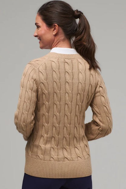 Fairway & Greene ELODIE V-NECK CABLE SWEATER (Multiple Colors)