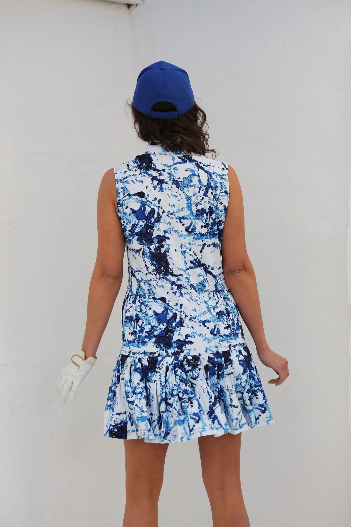 FAMARA ELSIE BLUE Sleeveless Pleated Dress