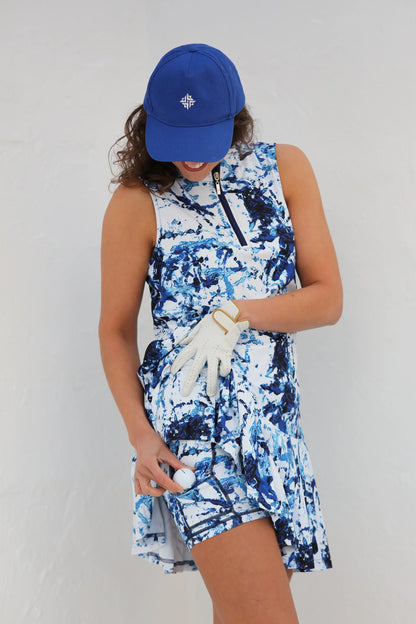 FAMARA ELSIE BLUE Sleeveless Pleated Dress