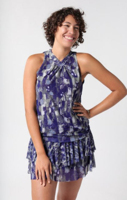 EPC Couture Blue and Silver Claire Sleeveless Top