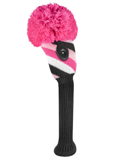 Just4Golf Pink Multi Diagonal Stripe Knitted Head Covers