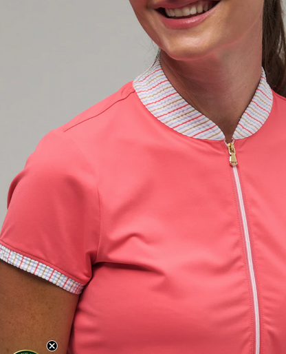 Fairway & Greene EMILIE SHORT SLEEVE ZIP Sunrise