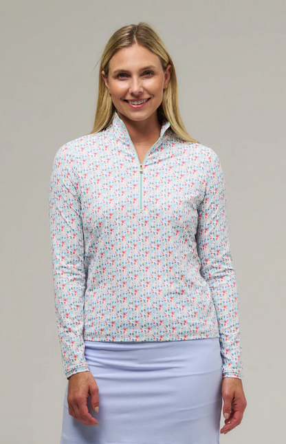 Fairway & Greene EVERETTE ZIP MOCK LONG SLEEVE