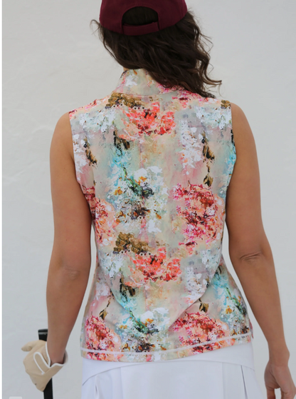 FAMARA WALLED GARDEN Sleeveless Mock Golf Shirt