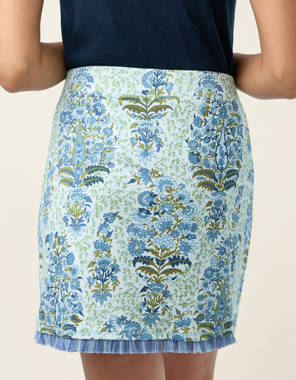 Spartina Fringe Flagler Floral Paisley Sky Skort 15"