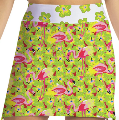 Skort Obsession Flamingle Flamingo Pattern Skort (Multiple Colors)