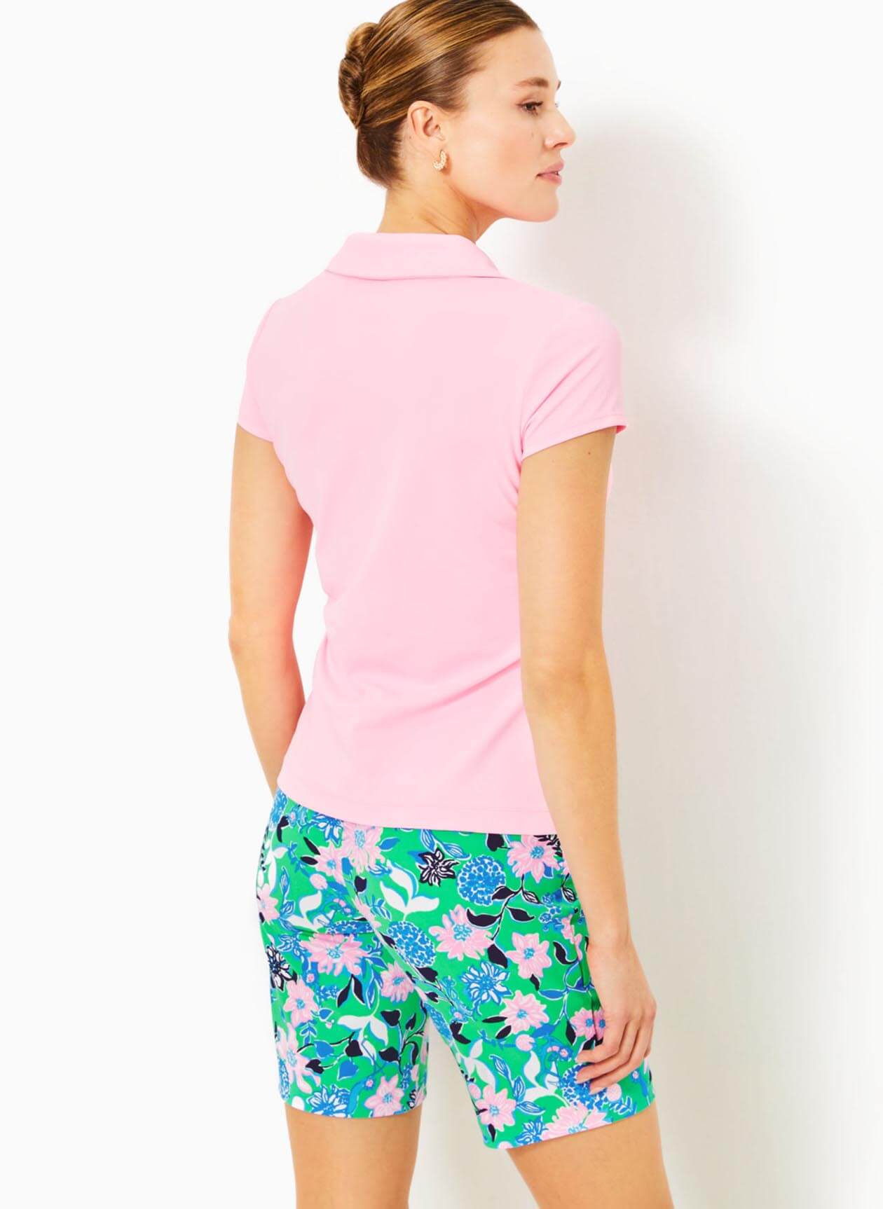 LILLY PULIZTER Frida Scallop Short Sleeve Polo Top