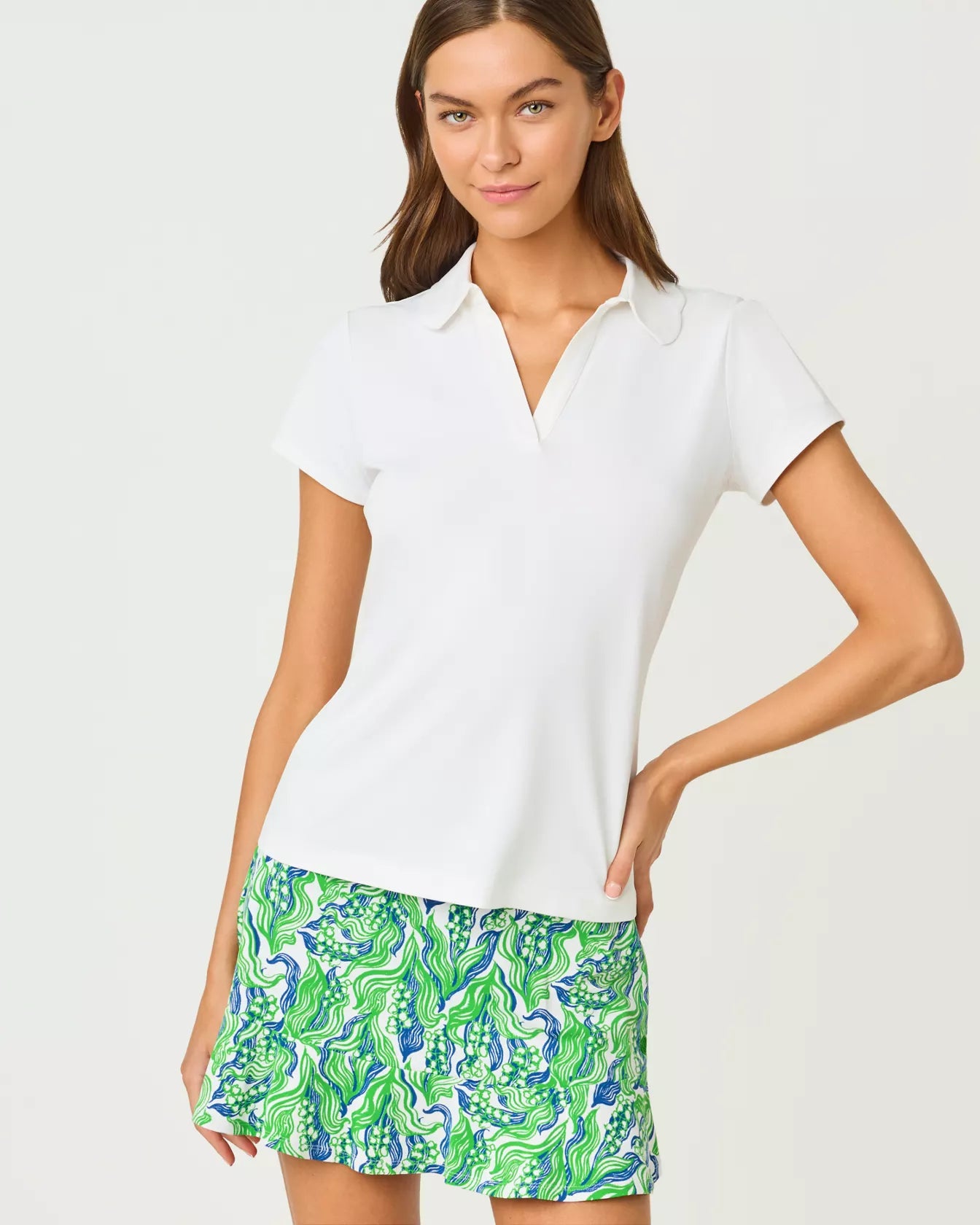 LILLY PULITZER Frida Short Sleeve Scallop Polo (Multiple Colors)