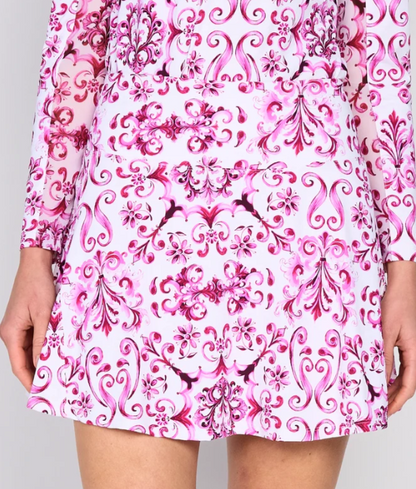 G Lifestyle Back Yoke Ruffle Skort 16" in Pink Crest