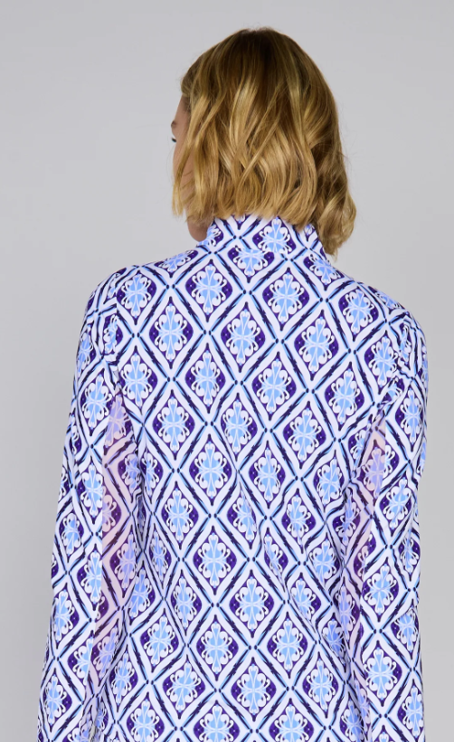 G Lifestyle Golf Mock Neck Quarter-Zip Pullover Long Sleeve in Blue Arbor