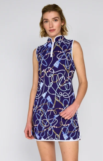 G Lifestyle Piped Sleeveless Performance Top - Navy Belts