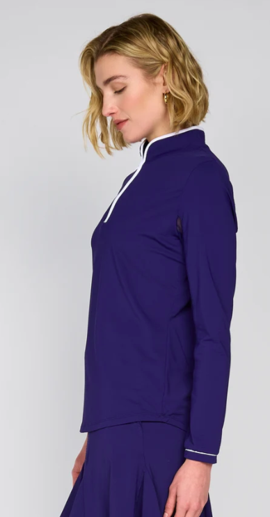 G Lifestyle Golf Long Sleeve Mock Neck Binding Quarter Zip Pullover Sun Safe UPF 50+ Performance Top (multiple colors)