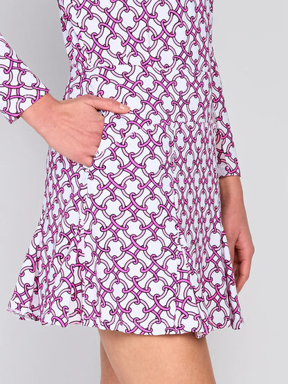 G Lifestyle Spring Flare Godet Skort 17" in Pink Rings