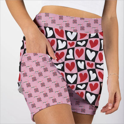 Skort Obsession Hearts Pattern Skort 17"