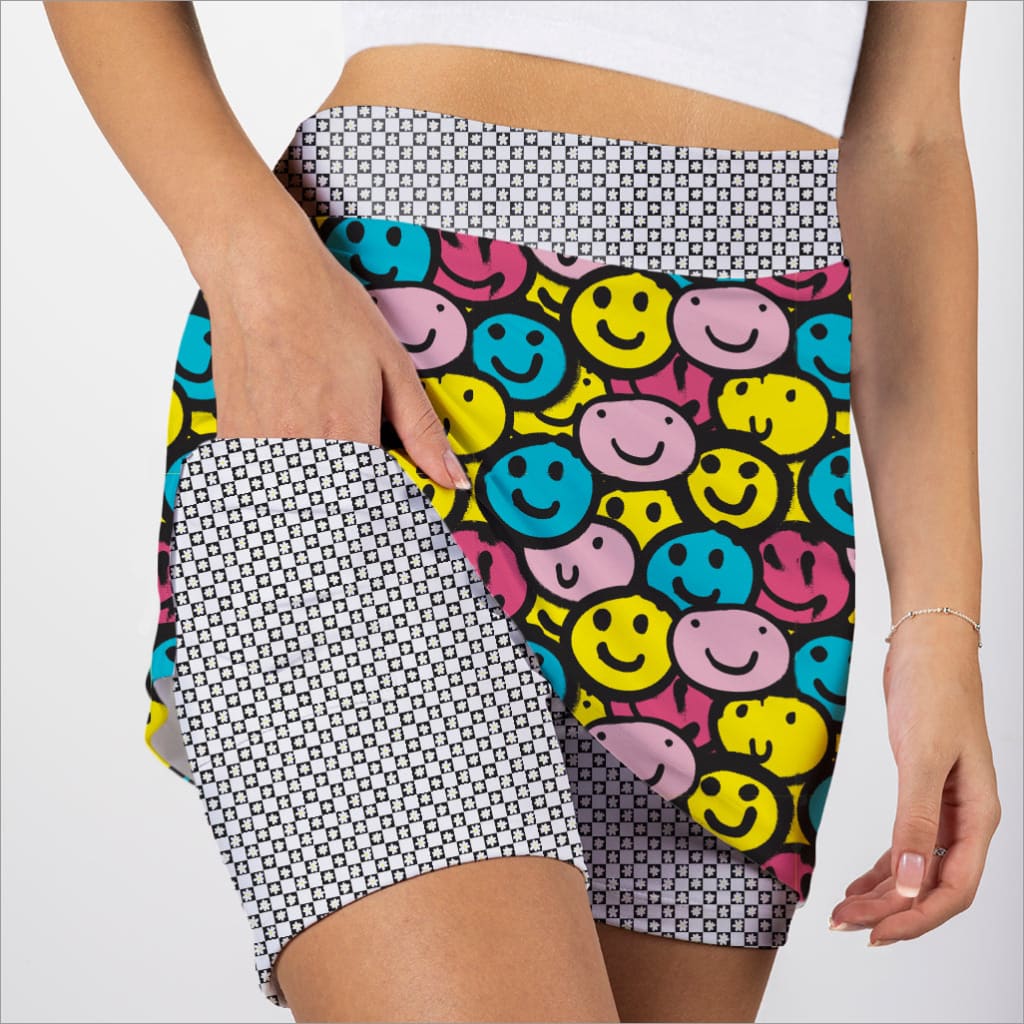 Skort Obsession I'm So Happy Pattern Women's Skort 17"