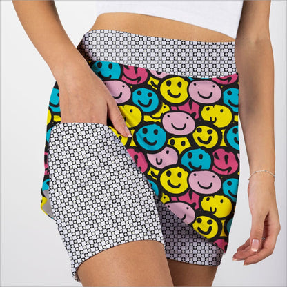 Skort Obsession I'm So Happy Pattern Women's Skort 17"