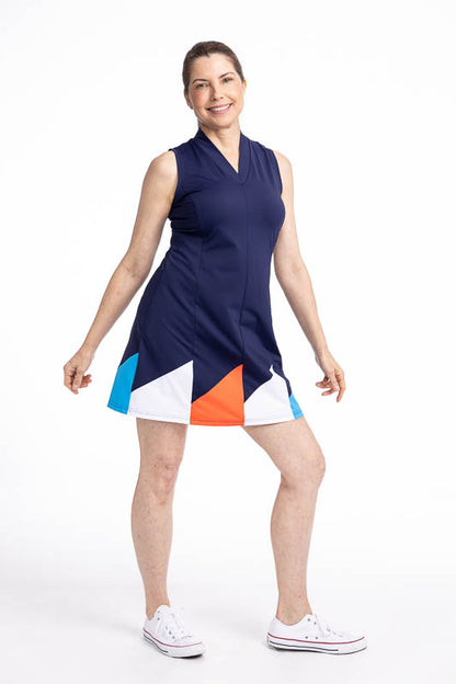 Kinona Kekaha Helping Wind Sleeveless Dress Navy Blue