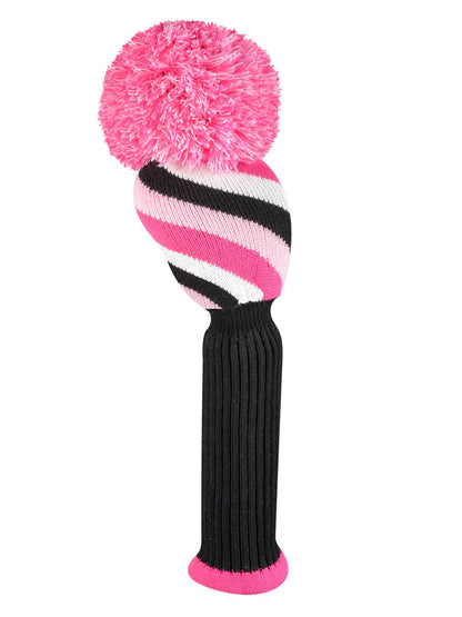 Just4Golf Pink Multi Diagonal Stripe Knitted Head Covers