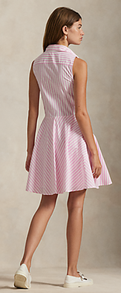 Ralph Lauren RLX SLEEVELESS PERFORMANCE COTTON FIT AND FLARE STRIPED JENNA DRESS (Multiple Colors)
