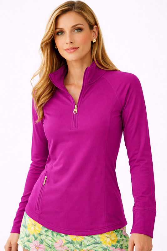 LILLY PULITZER Justine Long Sleeve Pullover in Pink Palms