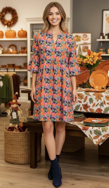 Katherine Way Greenwich 3/4 Sleeve Tunic Dress