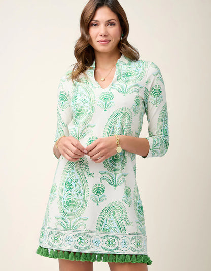 Spartina Kit Jersey 3/4 Sleeve Dress Flagler Paisley Green