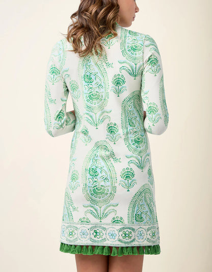 Spartina Kit Jersey 3/4 Sleeve Dress Flagler Paisley Green