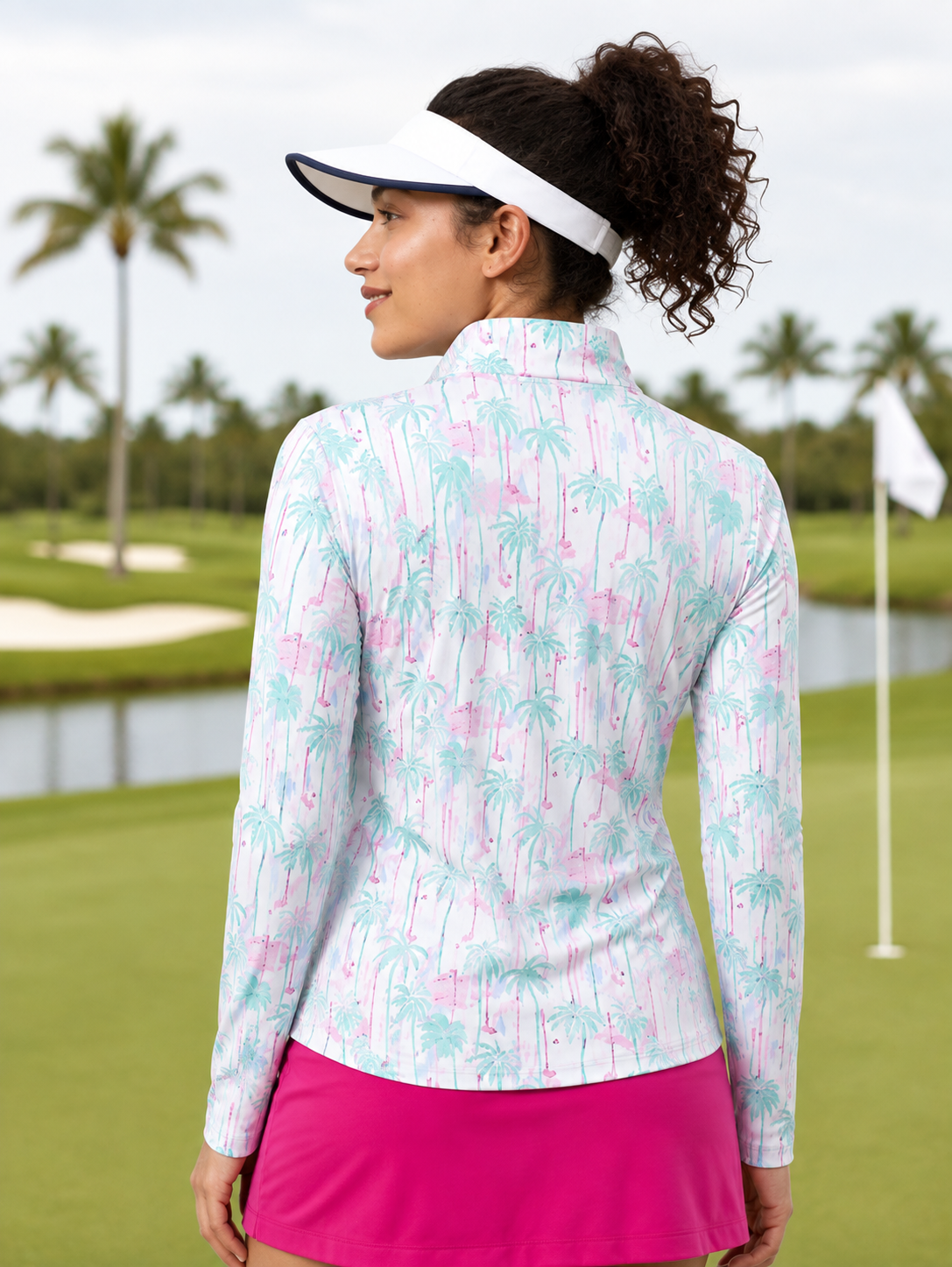 SanSoleil Women's SolCool Longsleeve Print Mock (Multiple Colors)