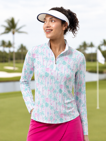 SanSoleil Women's SolCool Longsleeve Print Mock (Multiple Colors)