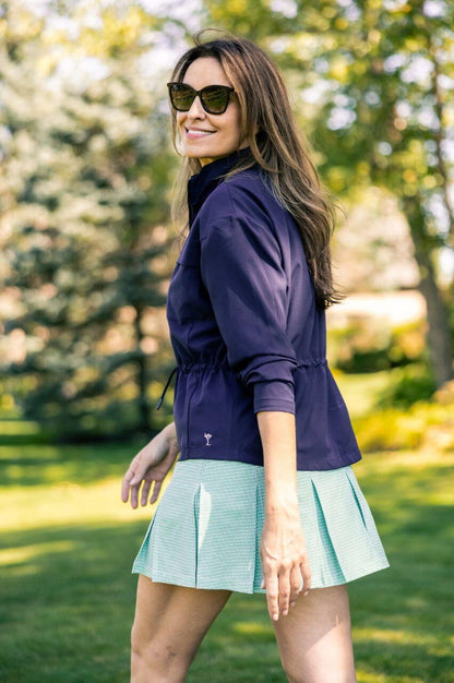 GOLFTINI Timeless Pleated Dress in Kelly Green Plaid