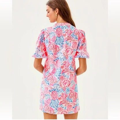 LILLY PULITZER MIALEIGH LINEN DRESS SHORT SLEEVE