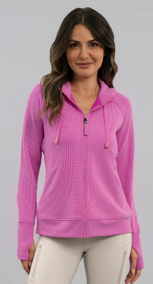 IBKUL Micro Waffle Knit Zip Hoody Jacket (Multiple Colors)