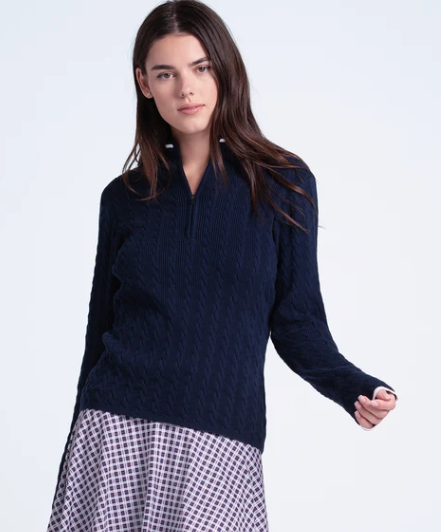 Lucky in Love PREPPY GOLF PLEASE Mini Cable 1/4 Zip Sweater (Multiple Colors)