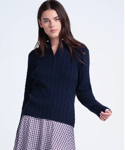 Lucky in Love PREPPY GOLF PLEASE Mini Cable 1/4 Zip Sweater (Multiple Colors)