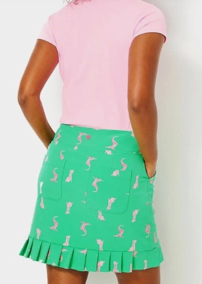 LILLY PULITZER Monica Pleated Skort 17" in Spearmint Par Tee Animals