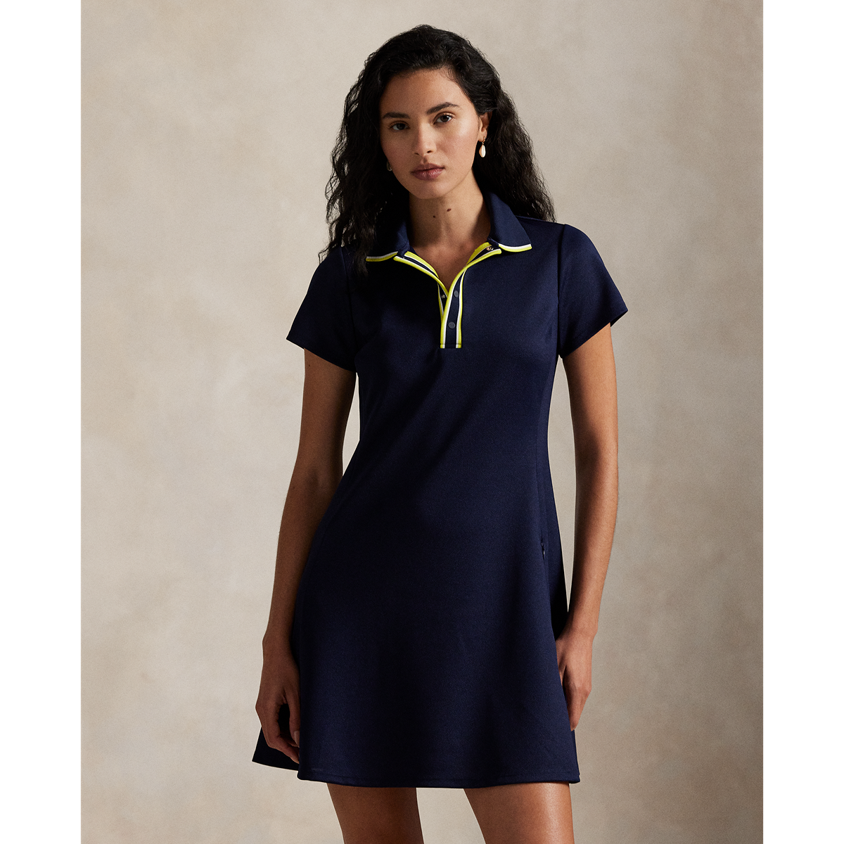 Ralph Lauren RLX SHORT-SLEEVE HEAVYWEIGHT PIQUE KNIT PLACKET DAY DRESS
