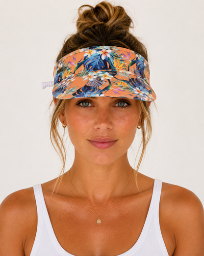 Sun N Sand Adjustable Coil Visor Tropical Flowers