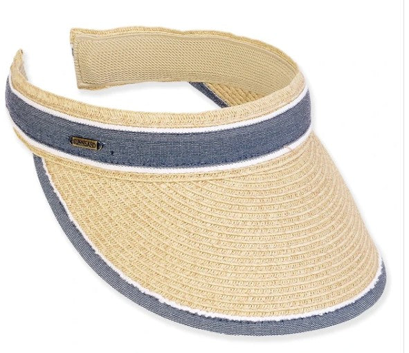 Sun N Sand Clip On Paper Braid Visor (Multiple Colors)