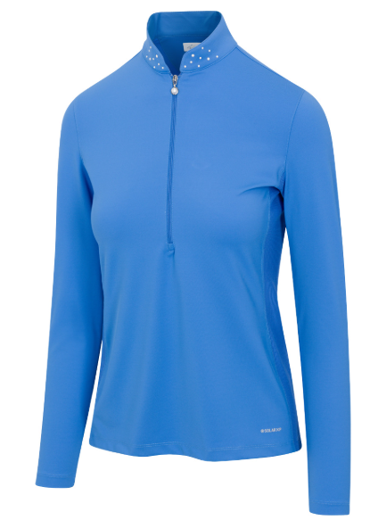 Greg Norman ML75 MICROLUX PEARL-STUDDED LONG SLEEVE POLO (Multiple Colors)