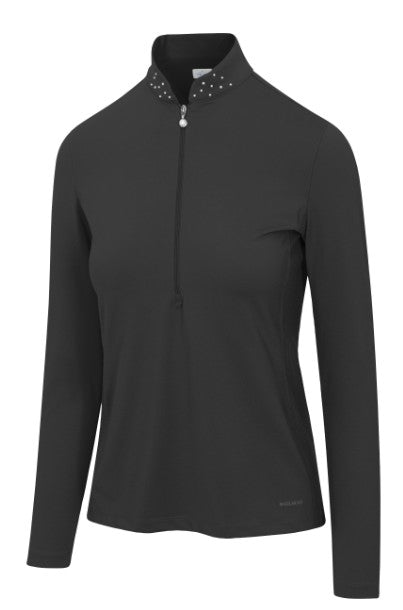 Greg Norman ML75 MICROLUX PEARL-STUDDED LONG SLEEVE POLO (Multiple Colors)