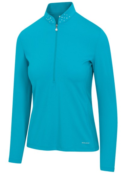 Greg Norman ML75 MICROLUX PEARL-STUDDED LONG SLEEVE POLO (Multiple Colors)