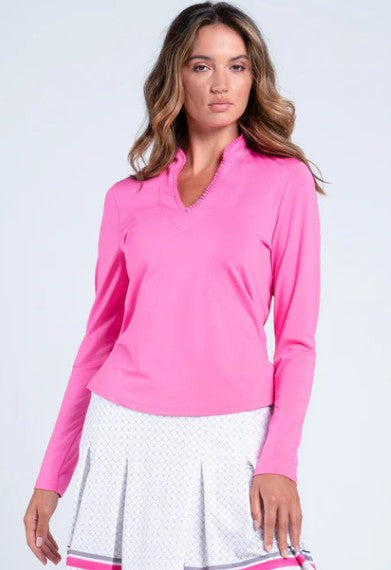 Lucky in Love Pleated Placket Long Sleeve (Multiple Colors)