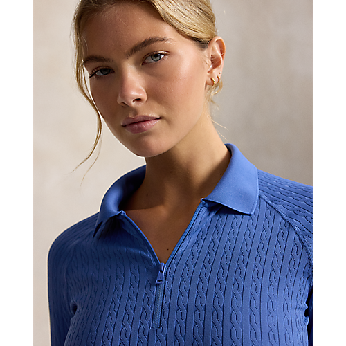 Ralph Lauren RLX LONG-SLEEVE ACTIVE CABLE KNIT COLLARED 1/4 ZIP PULLOVER (Multiple Colors)