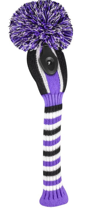 Just4Golf Vertical Stripe Hybrid Headcover - Purple, Black, White