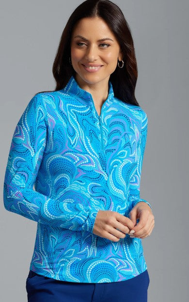 IBKUL Rebecca Print Long Sleeve Mock Neck Top