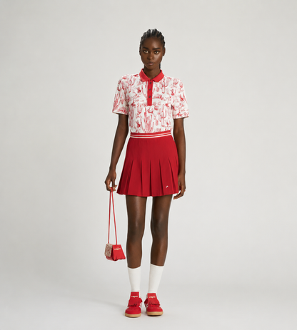 HEAD GOLF Pleat Skirt in Red