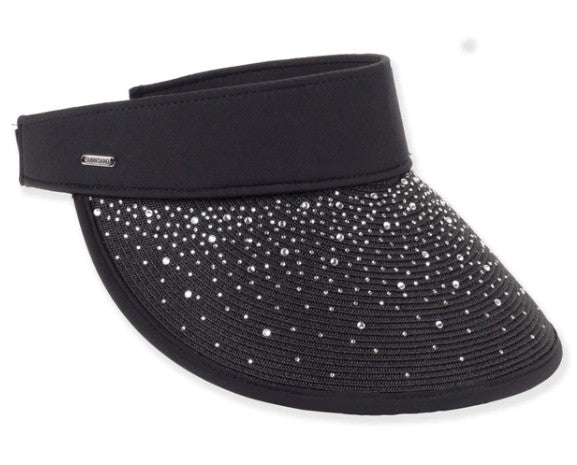 Sun N Sand Extra Coverage Rhinestones Hook and Loop Visor 5.25"